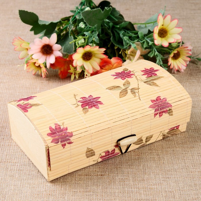 Шкатулка-соломка "Незабудки"