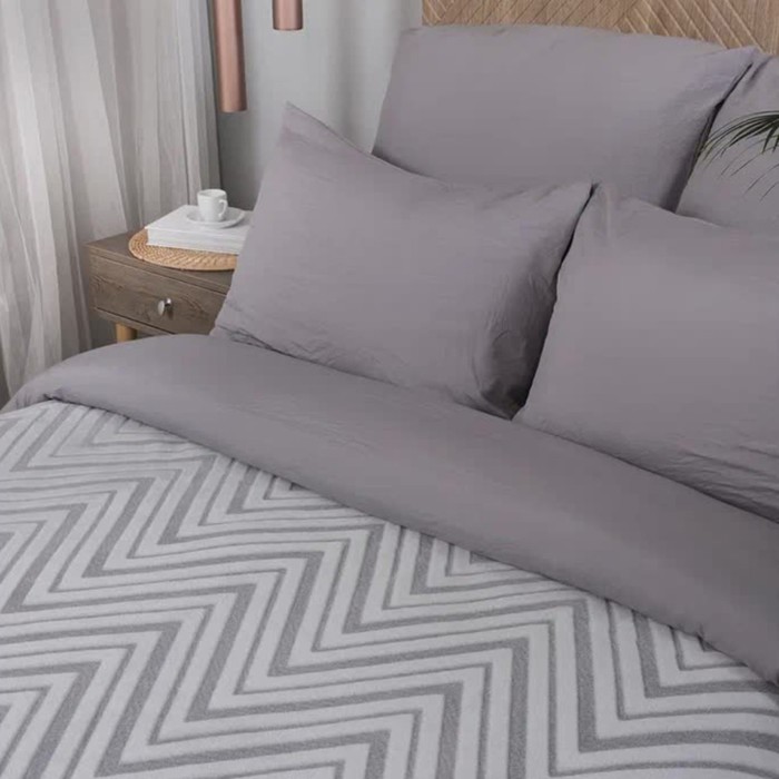 Плед - покрывало «Шеврон», размер 200х220 см, цвет серый