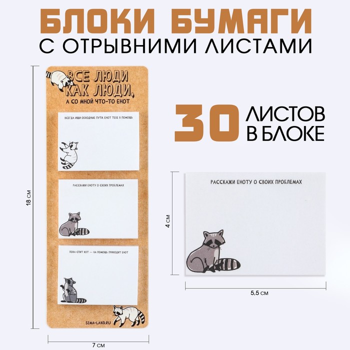 Блоки бумаги с отрывными листами «Енот» блокнот с отрывными листами 2000 рублей ov00000027