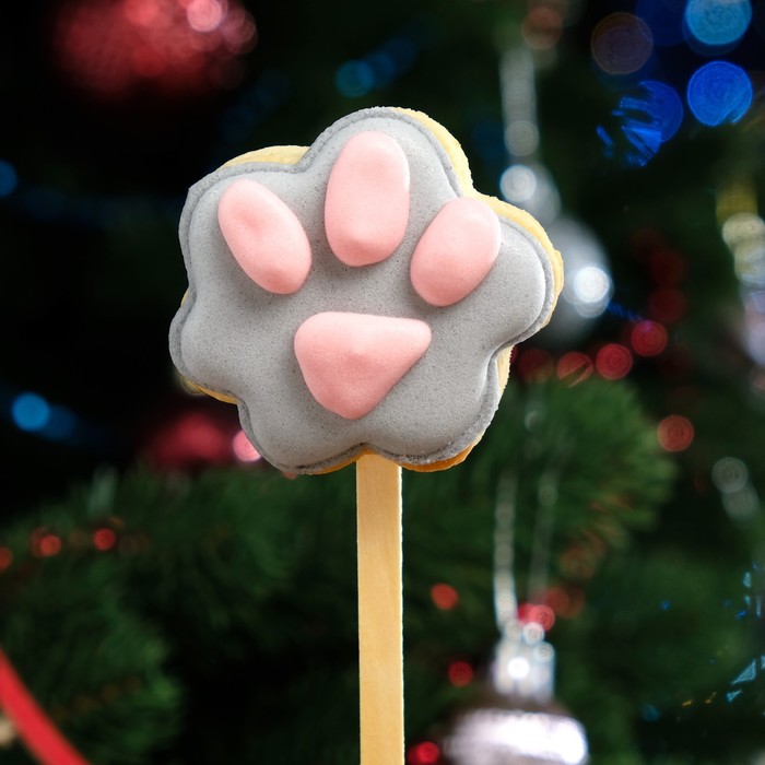 Мини-печенье на палочке «Лапка кролика», серая, 15 г