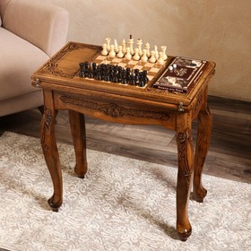 Стол ломберный раскладной "Шахматы и нарды", массив ореха, 70х60х30 см, Армения