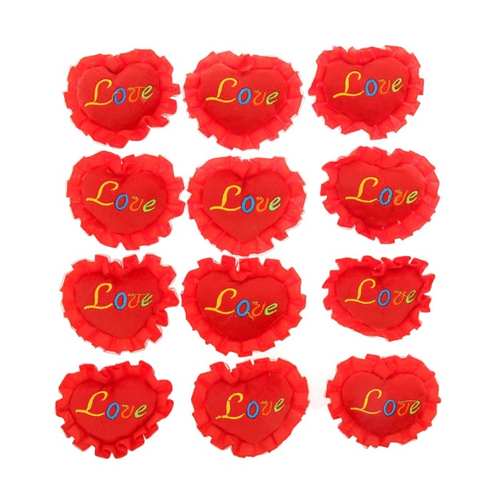 Мягкая игрушка-магнит "Сердце" по краям оборка, цвета МИКС