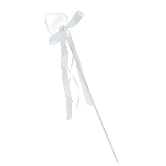 Сюрприз бант на палочке для букетов с сердечком цвет белый