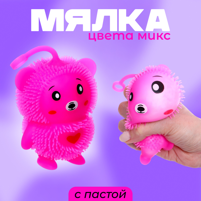 

Мялка «Мишка» с пастой, цвета МИКС