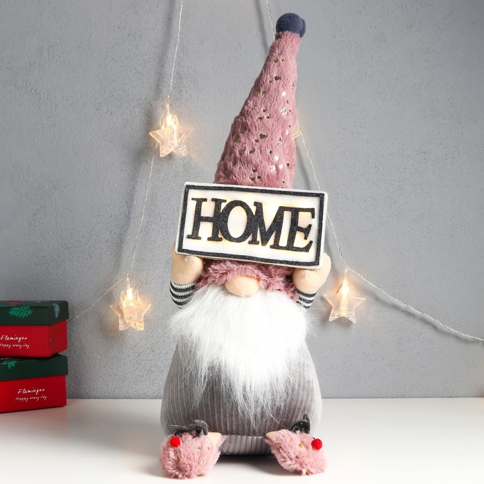Кукла интерьерная "Дед Мороз с табличкой - HOME"  47х17х15 см