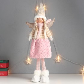 купить Кукла интерьерная Ангелочек с косичками, в розовой юбочке 63х24х12 см