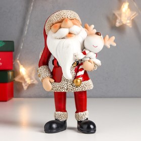 купить Сувенир полистоун Дедушка Мороз с тростью-лосиком 15х6х10 см