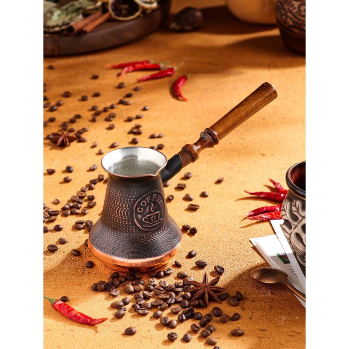 Турка для кофе Армянская джезва, медная, 350 мл турка для кофе армянская джезва с песком медная 420 мл