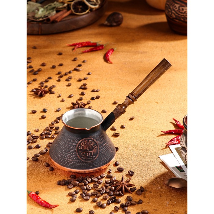 Турка для кофе Армянская джезва, медная, 500 мл турка для кофе армянская джезва чистая медная низкая 280 мл