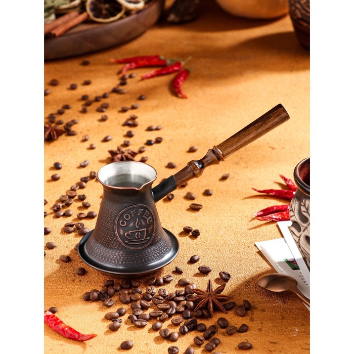 Турка для кофе Армянская джезва, для индукционных плит, медная, 220 мл турка для кофе tas prom армянская джезва для индукционных плит медная 680 мл