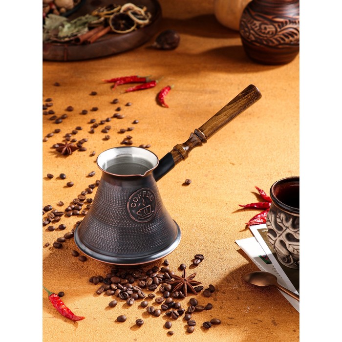 Турка для кофе Армянская джезва, для индукционных плит, медная, 680 мл турка agness fantasy 680 мл