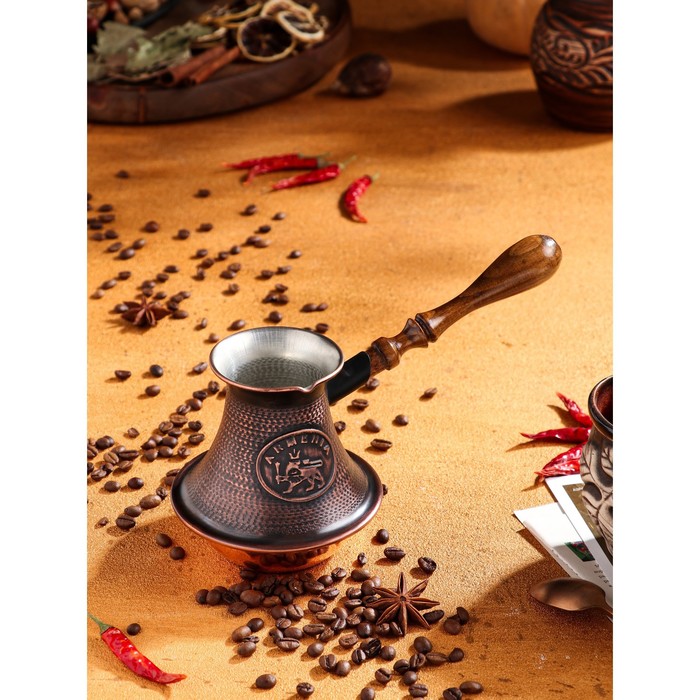 Турка для кофе Армянская джезва, с песком, медная, 420 мл турка для кофе армянская джезва чистая медная средняя 480 мл