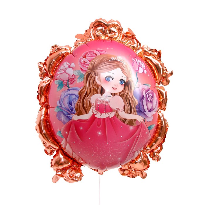 Шар фольгированный 25 «Милая куколка в зеркале», розовое платье