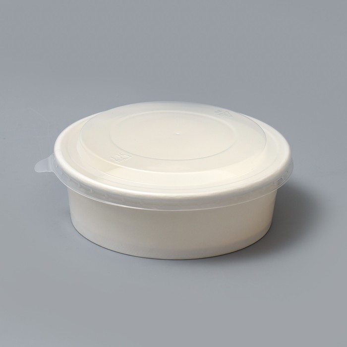 Салатник белый, с пластиковой крышкой, 500 мл салатник крафт с пластиковой крышкой 1300 мл