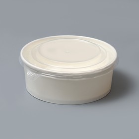 Салатник белый, с пластиковой крышкой, 1100 мл