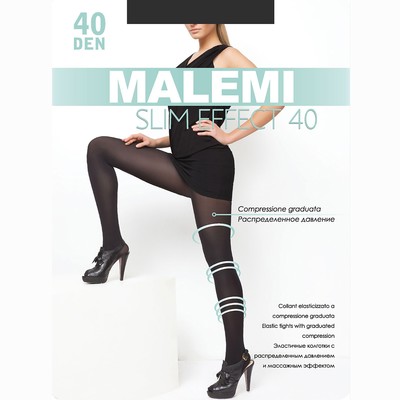 Колготки женские MALEMI Slim Effect 40 ден, цвет чёрный (nero), размер 3