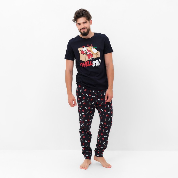 

Пижама новогодняя мужская KAFTAN "Chill bro", цвет чёрный, размер 52