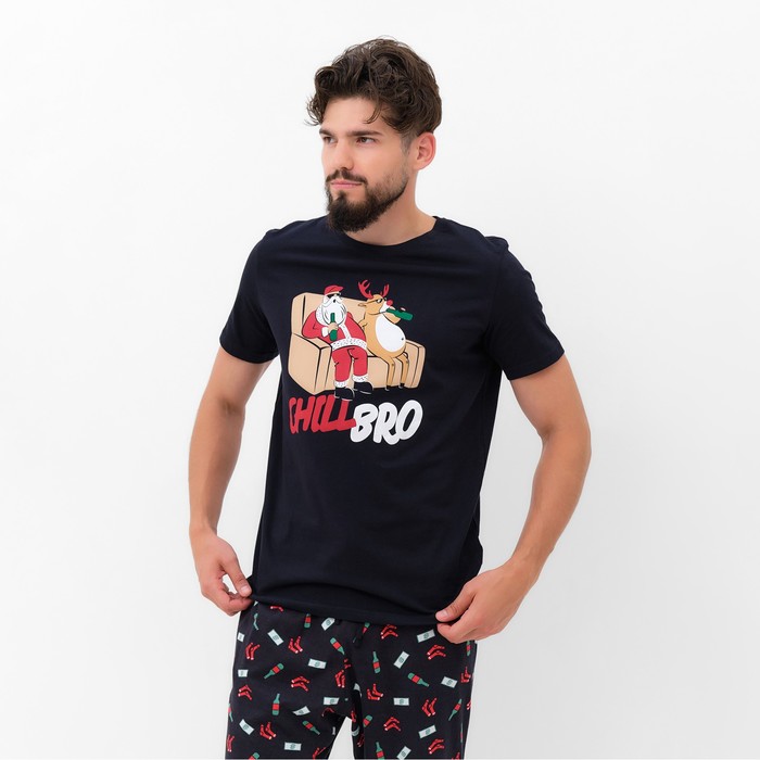 

Пижама новогодняя мужская KAFTAN "Chill bro", цвет чёрный, размер 54