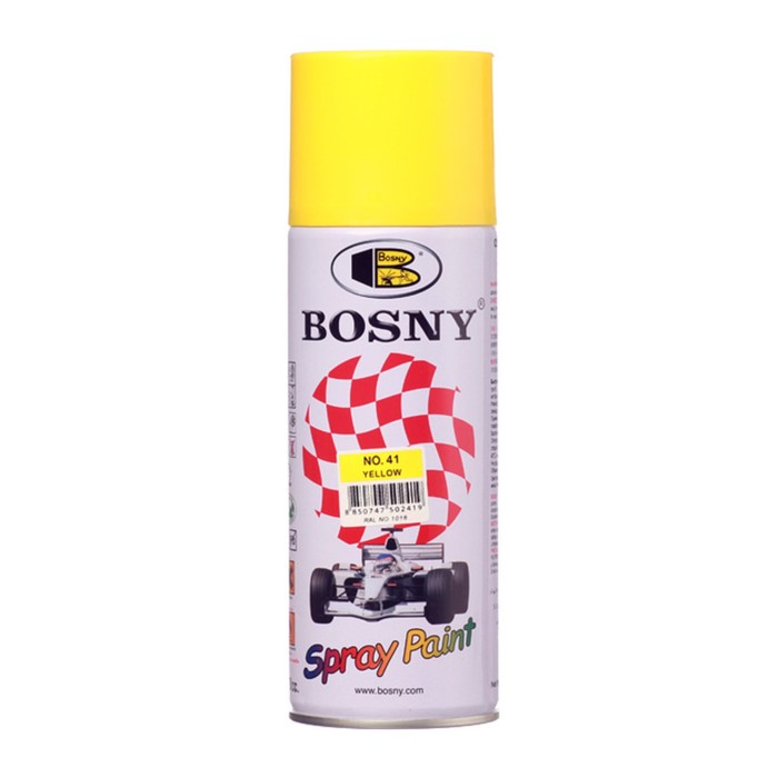 Краска аэрозольная Bosny 41, желтая, RAL 1018, 400 мл