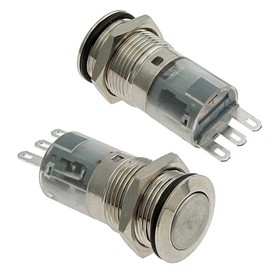 

Кнопка антивандальная без подсветки RUICHI LAS2-GQF-11 on-(on), М16, никелированная латунь