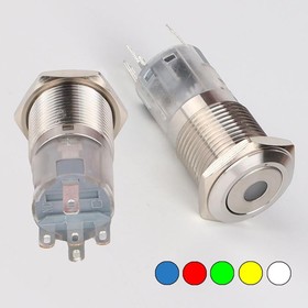 

Кнопка антивандальная с подсветкой RUICHI LAS2-GQF-11D/R on-(on), М16, никелированная латунь 92306