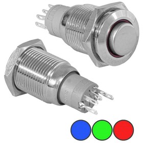 

Кнопка антивандальная с подсветкой RUICHI LAS2-GQH-11E/Y on-(on), М16, никелированная латунь 92306