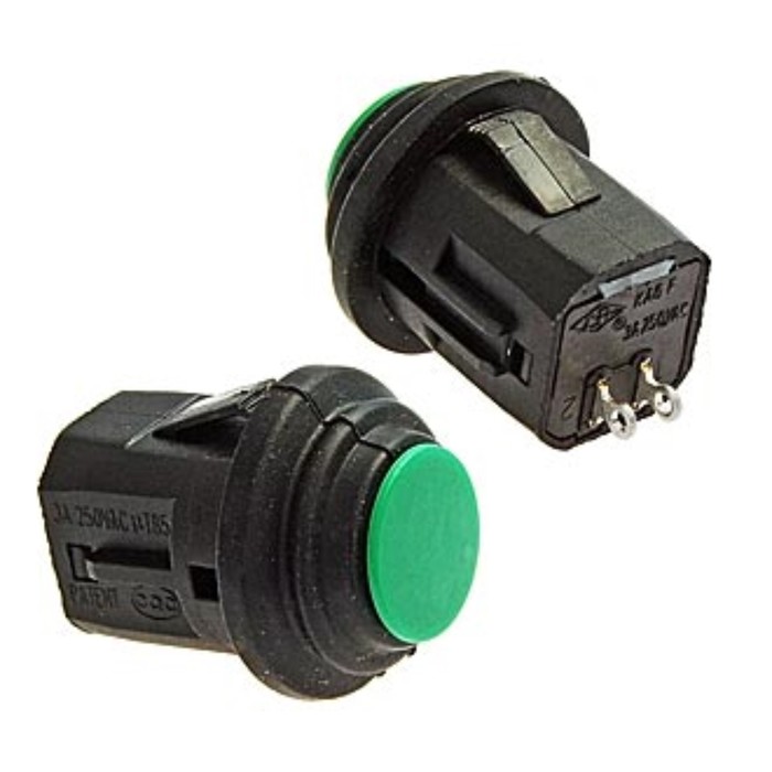 Кнопочный переключатель RUICHI SB570-G, IP65, ON-OFF, 2P, D-14 мм, 3 A, 250 В, зеленый