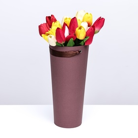 Переноска конус под цветы, шоколад 10 х 14 х 30 см Ош