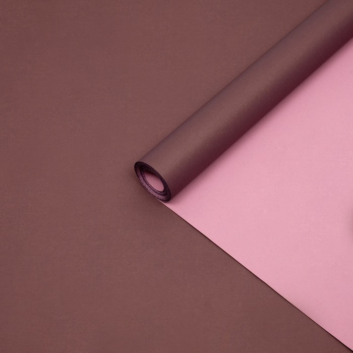 Бумага крафт двухстороняя, розовый-темно-бордовый, 0,6 х 10 м