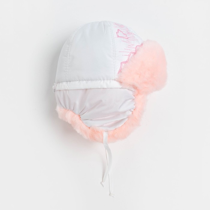 Шапка для девочки «Арктика», цвет белый/бледно-розовый, размер 48