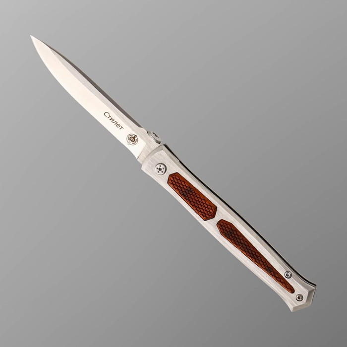 Нож складной, Стилет сталь 440, рукоять - сталь, 22 см