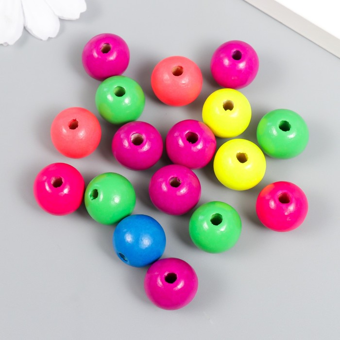 

Бусины для творчества дерево "Неоновый микс" d-1,5 см, набор 20 гр