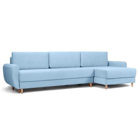 Угловой диван «Неаполь», механизм еврокнижка, правый угол, велюр, цвет синий