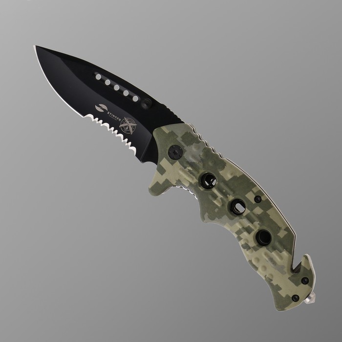 фото Нож складной stinger с клипом, стропорезом, 9.5 см, лезвие - 3cr13, рукоять - сталь