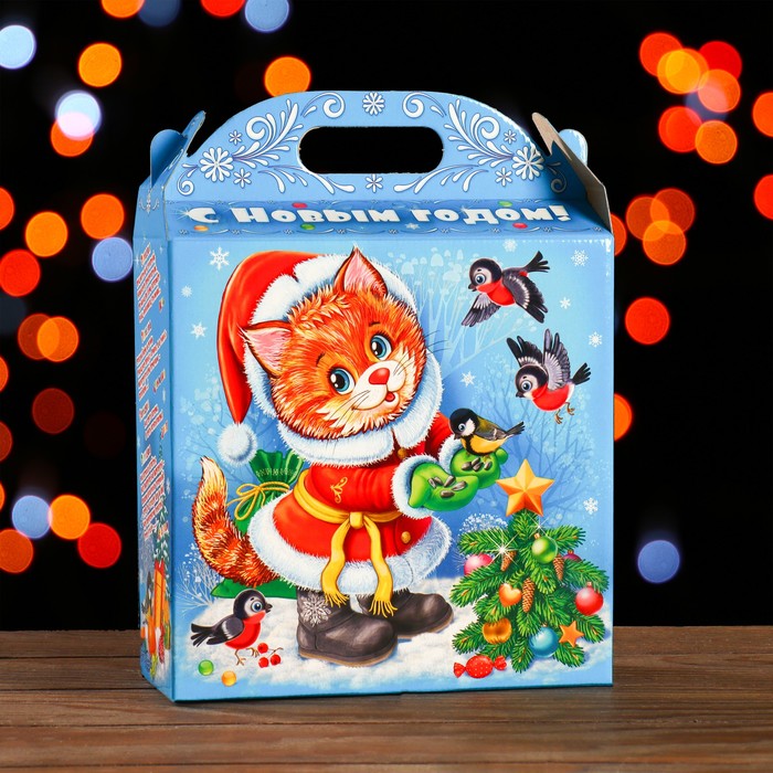 Подарочная коробка Рыжий кот, 21 х 19 х 8 см