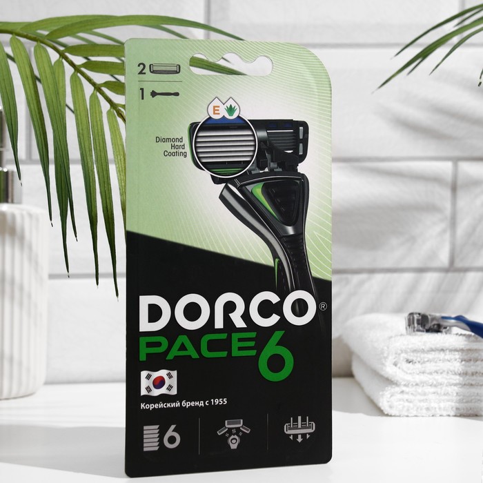 Станок для бритья Dorco Pace 6 + 2 кассеты, 6 лезвий, плавающая головка станок для бритья dorco одноразовый pace 6 sxa100 1p 6 лезвий 1 шт