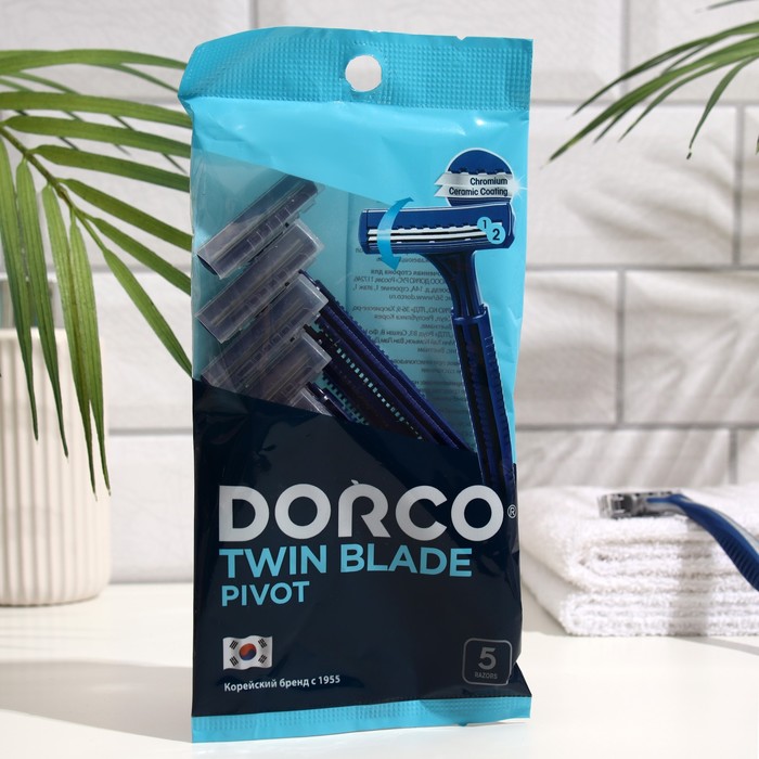 Станок для бритья одноразовый Dorco TD 702, 2 лезвия, 5 шт. станок для бритья dorco одноразовый twin blade fixed td708db 5p 2 лезвия 5 шт