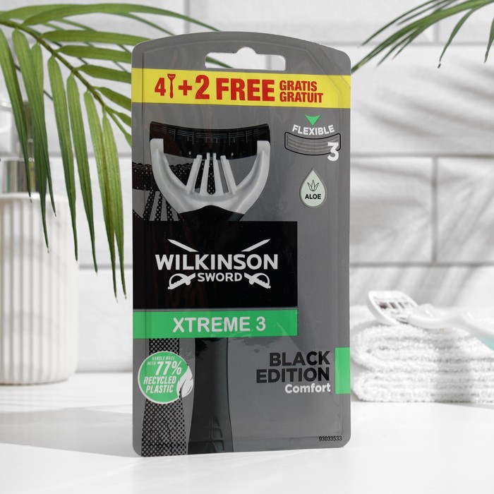 Станок для бритья одноразовый Wilkinson Sword XTREME3 Black Edition, 3 лезвия, 4+2 шт.