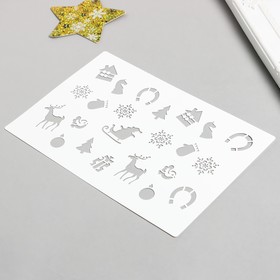 

Трафарет "Снежинки, олени" 24х16 см