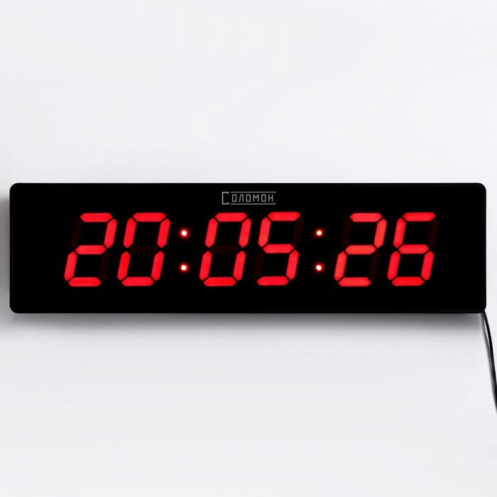 Часы электронные настенные "Соломон", 49 x 13 x 3 см, цифра 11 x 7.6 см, красная индикация