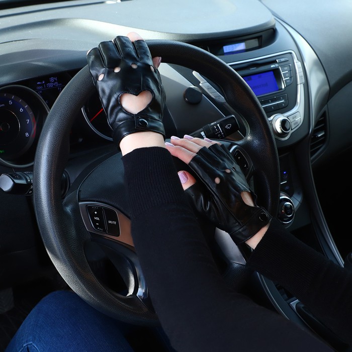 фото Митенки женские, безразмерные, без утеплителя, цвет чёрный