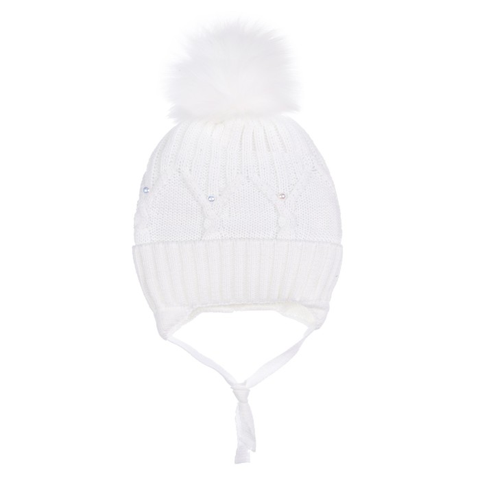 фото Шапка вязаная с помпоном для девочки, размер 50 playtoday