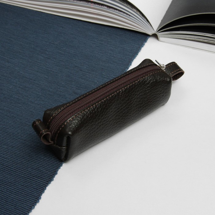 Ключница на молнии, кольцо, флотер, цвет коричневый