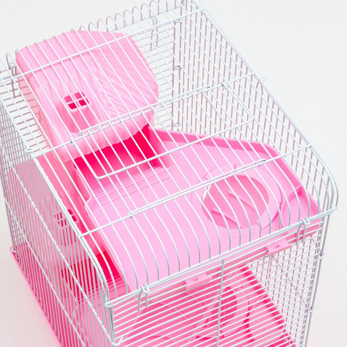 Клетка для грызунов с двухэтажная наполнением 31 х 24 х 40 см, розовая