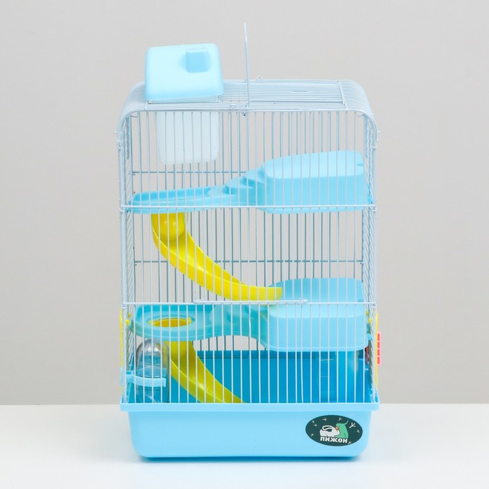 Клетка для мелких грызунов с наполнением, 27 х 21 х 45 см, голубая