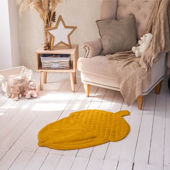Декоративный детский коврик-покрывало «Скрэт», размер 75х100 см, цвет желтый