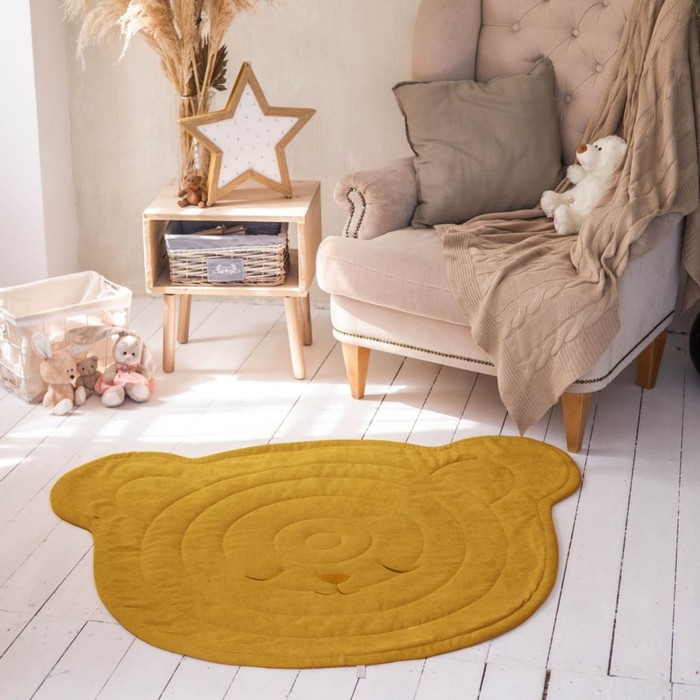 Декоративный детский коврик-покрывало «Тедди», размер 130х100 см, цвет желтый