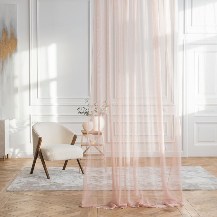 Портьера «Эстель», размер 300х265 см, цвет розовый