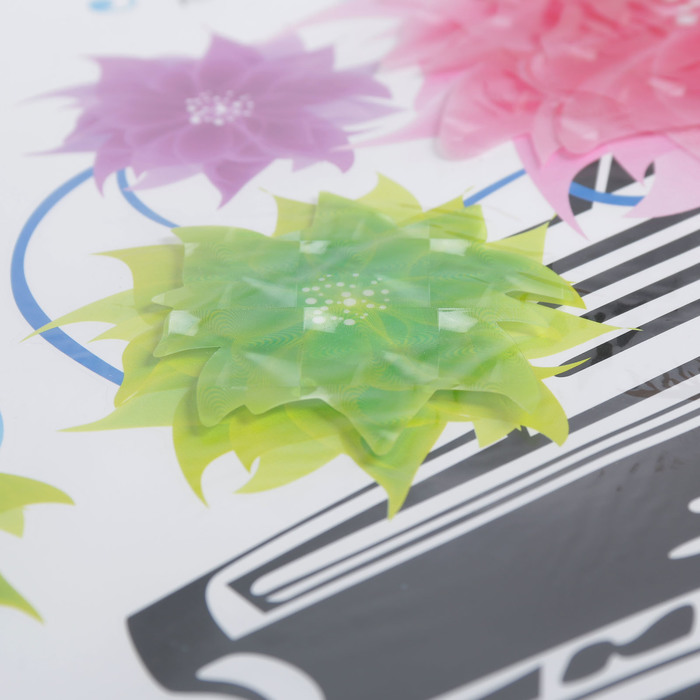 Наклейка интерьерная 3D "Пианино в цветах"