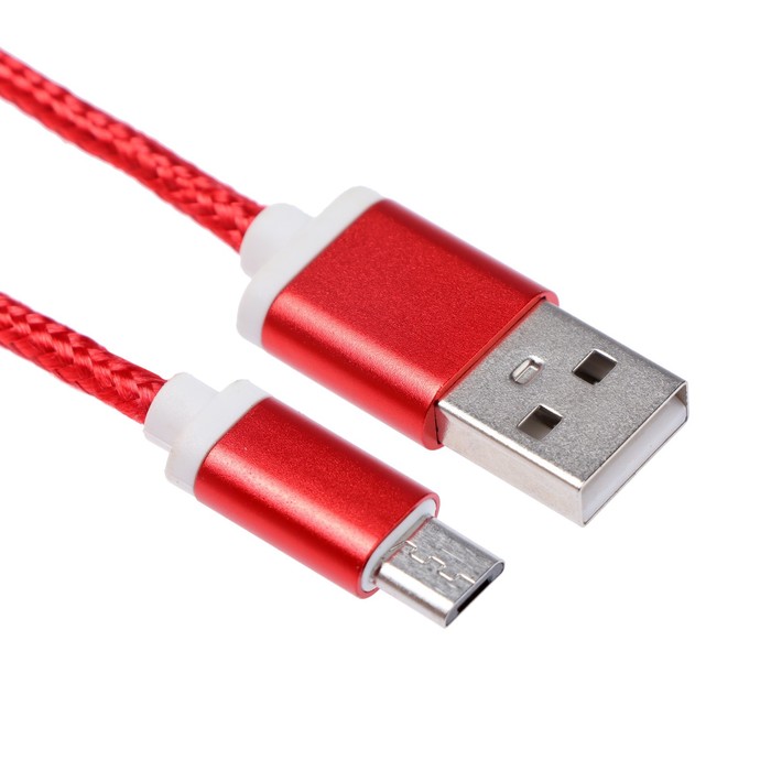 Кабель OXION DCC028, microUSB - USB, зарядка + передача данных, 1.5 м, скрутка, красный